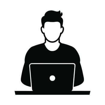 man working on laptop icon illustration vector