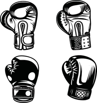 Four Vintage-Style Boxing Gloves vector