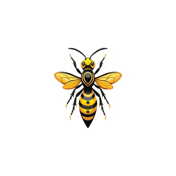 Detailed Wasp Artwork with Striped Body on White Background vector