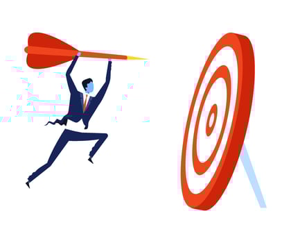 Successful Businessman Running to Target with Arrow, Leadership, Challenge, Competition Concept Illustration vector
