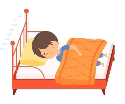 Cute Little Boy Sleeping Sweetly in His Bed under Blanket Illustration vector