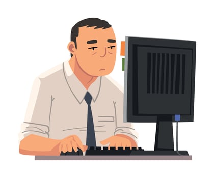 Businessman Being Bored with His Job, Lazy Office Worker Procrastinating at Workplace, Unmotivated or Unproductive Manager Character Illustration vector