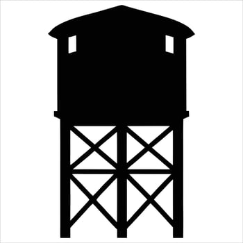 Water Tower Silhouette Industrial Structure Icon for Urban and Infrastructure Design vector