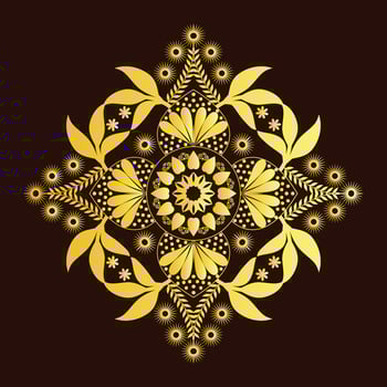 golden mandala pattern on a black background vector