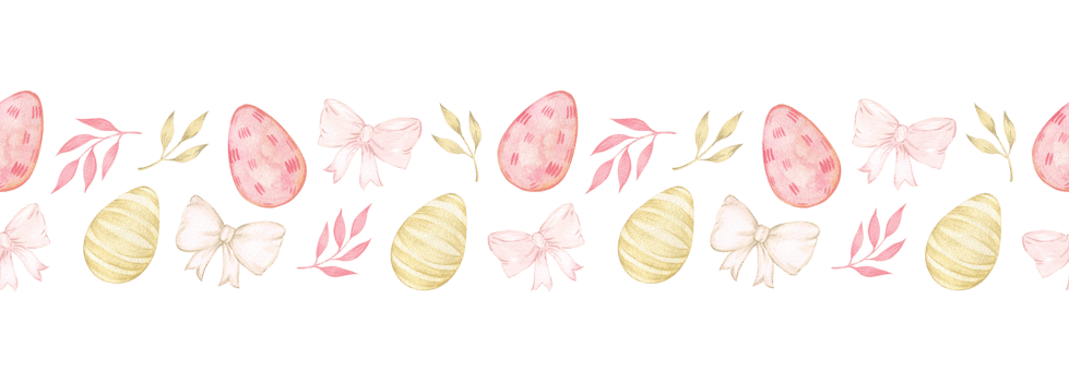 Easter watercolor seamless border with eggs and bows. horizontal border for festive design and decoration. Packaging, happy easter holiday. Cute ribbon with colorful eggs png