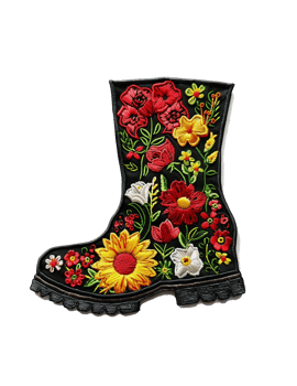 ain Boot With Flowers Machine Embroidery Design png