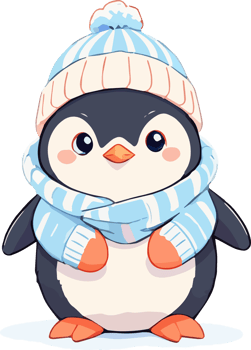 Penguin in Knitted Cap for Cold Weather png