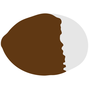 A brown and white egg with a white half png