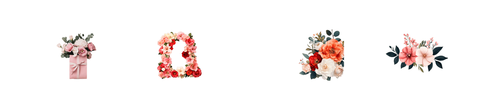 Assortment of Flower Arrangements and Floral Design Elements , cut out transparent png