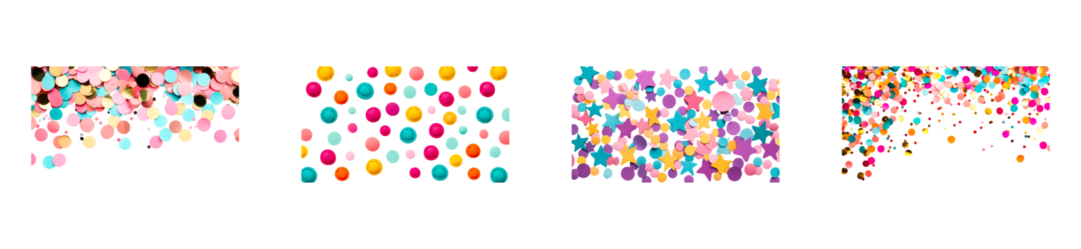 Festive Confetti Colorful Variety and Shape on Background , cut out transparent png
