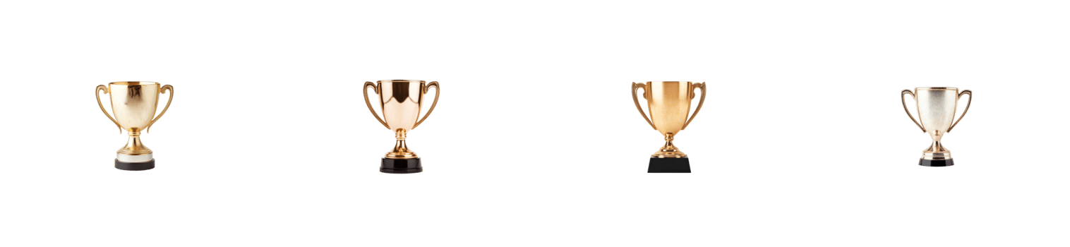 Different champion cups for winners and achievements, cut out transparent png