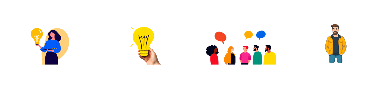 People creating ideas and concepts with teamwork, brainstorming, cut out transparent png