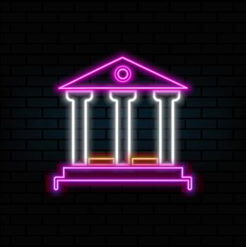 Authority icon Government senator Universal interface element. neon style. Building icon, court, bank, landmark, symbol, architecture. neon. vector