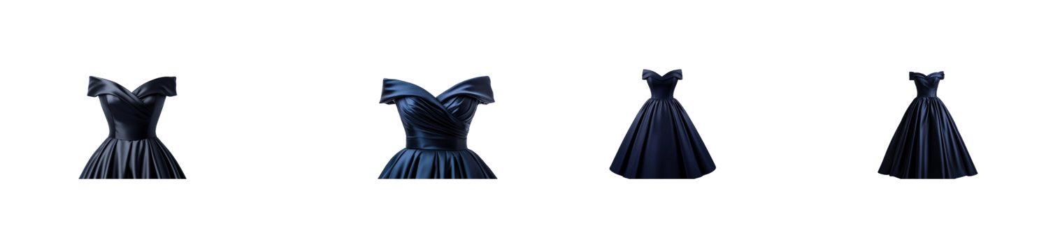 Elegant blue dresses showcase style, fashion, and formal wear, cut out transparent png