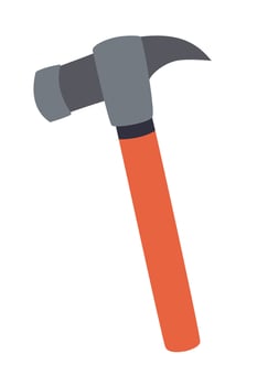 Claw hammer with orange handle, flat illustration vector