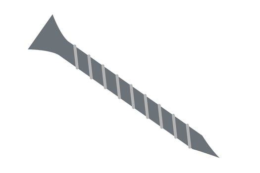 Screw with spiral thread hand drawn flat illustration vector