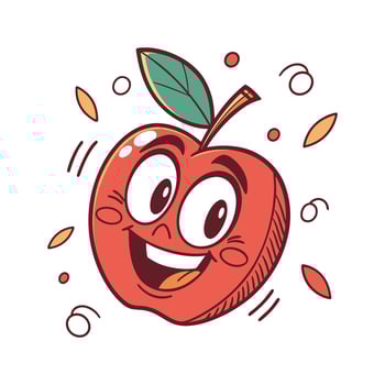 Happy Cartoon Apple Illustration for Fall Harvest Designs vector