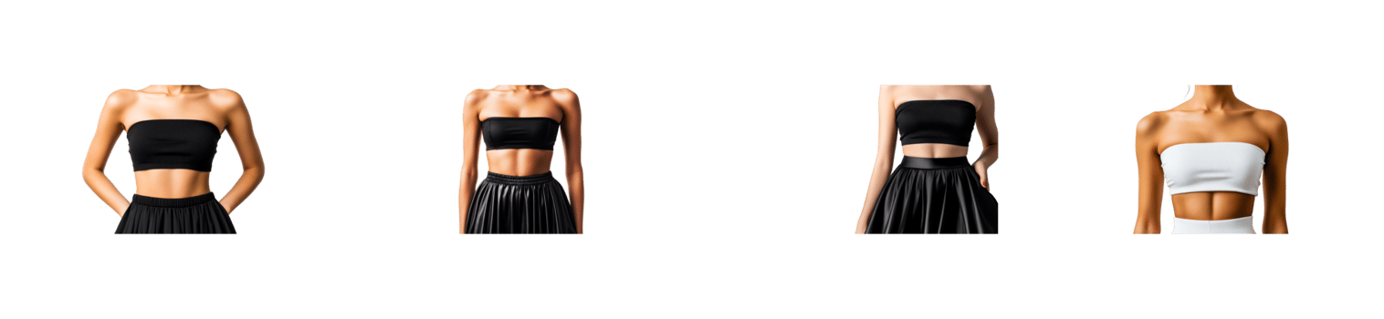 Women fashion tube tops and skirts, cropped torsos, cut out transparent png