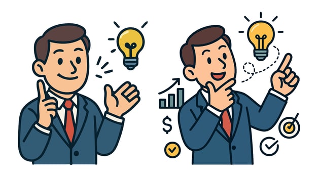 Business Character with Idea and Growth Icons on Transparent Background vector