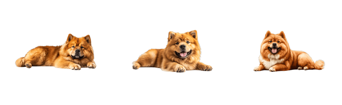 Adorable Chow Chows lying down, canine companions, breed, happiness, cut out transparent png