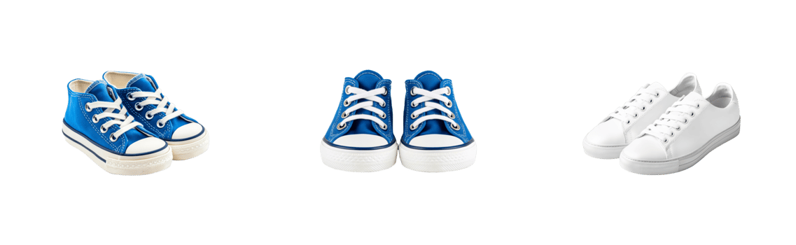 Three pairs of shoes on black background, sneakers footwear , cut out transparent png