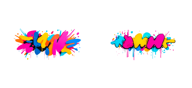 Vibrant Graffiti Art Splatters and Bold Letters, cut out transparent png