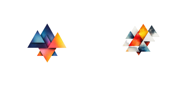 Geometric arrangement of colorful triangles, cosmic style , cut out transparent png