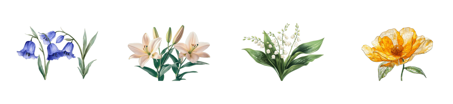 Assorted Watercolor Flowers Illustration, cut out transparent png