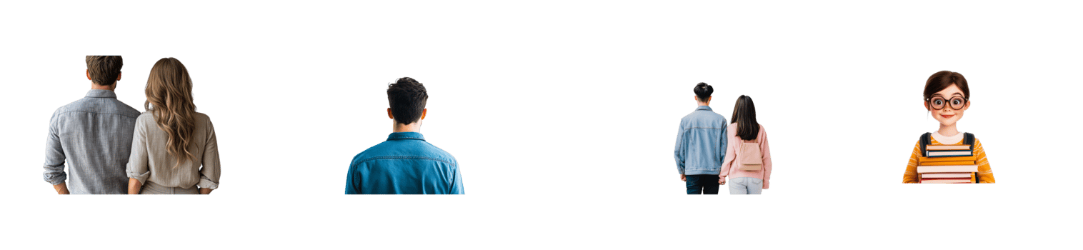 Diverse groups turn backs to camera, rear view people , cut out transparent png
