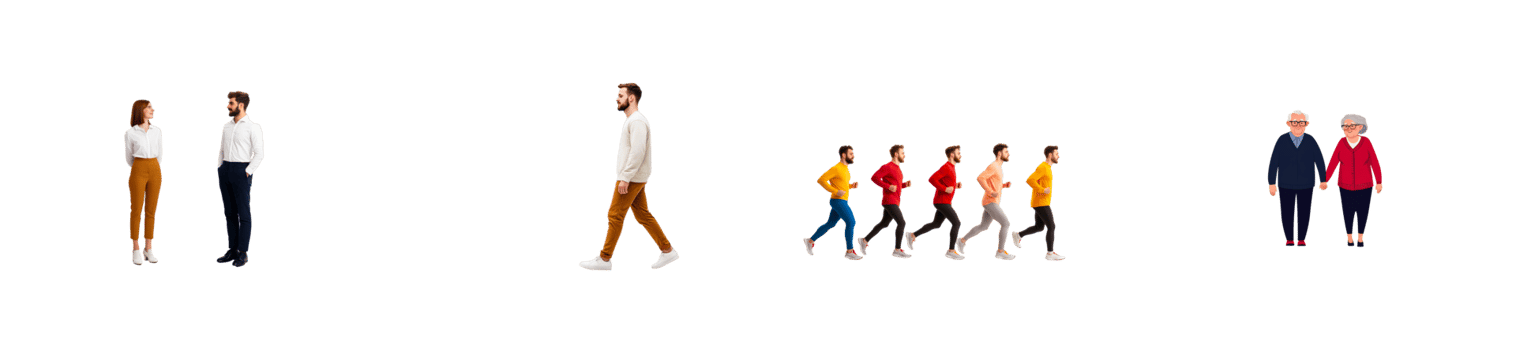 Diverse group of people doing various activities , cut out transparent png