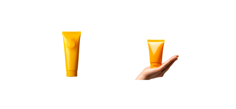 Sunscreen lotion tubes mockup promotion demonstration, cut out transparent png