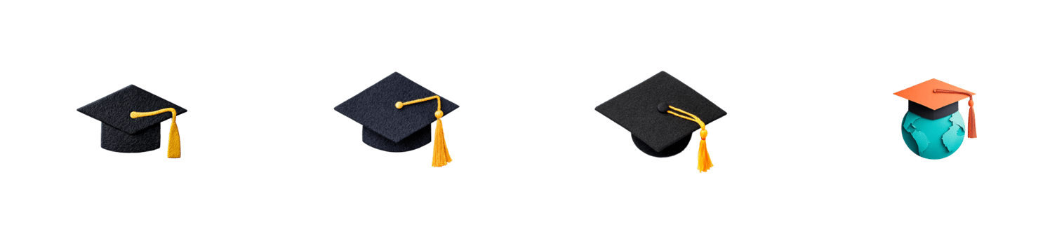 Graduation caps representing educational achievement and success png