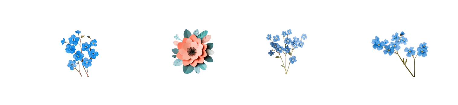 Delicate blue flowers arranged on a transparent background png