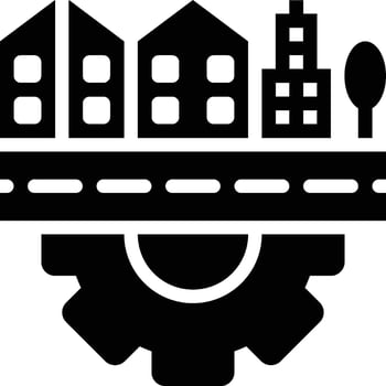 Urban Engineering, Municipal, Engineering Glyph Solid Icon vector