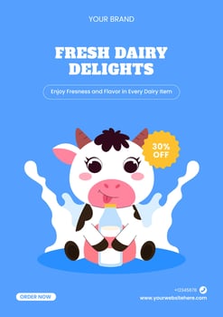 Fresh Dairy Flat Style Social Media Flyer Illustration Template for Milk Celebration vector