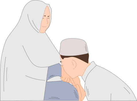 Shaking hands with parents during Eid illustration design png