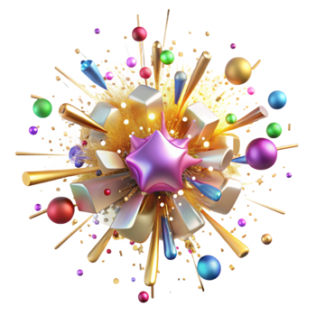 romantic impressive A chaotic explosion of glitter and confetti, illuminated by a bright, festive light source perfect clarity png