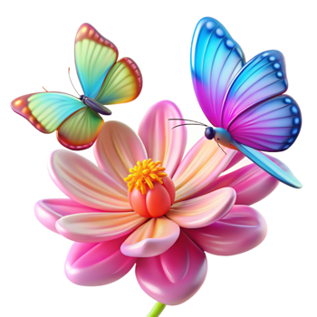 sought after gothic A group of butterflies fluttering around a vibrant flower, colorful wings, soft focus, dreamlike style refined png