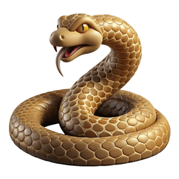 distinguished renaissance A coiled rattlesnake ready to strike, realistic style, tense pose, desert lighting sharp png