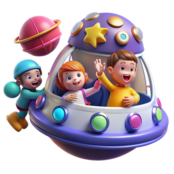 exemplary vintage A group of children playing in a zero-gravity environment inside a spaceship. Playful, colorful lighting. Space exploration for kids style flawless png