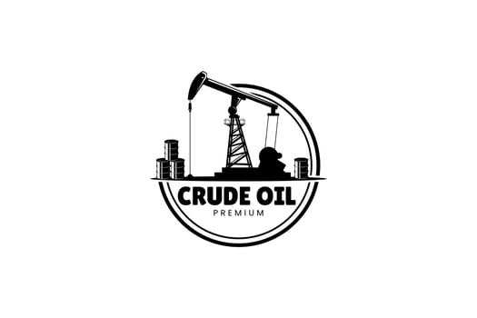 oil pump silhouette with bold typography. Great for energy business logos and corporate identity. vector