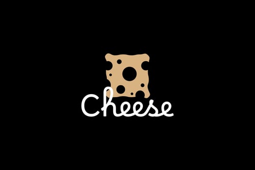 Clean cheese logo with yellow tones. Perfect for cooking channels, food packaging. vector