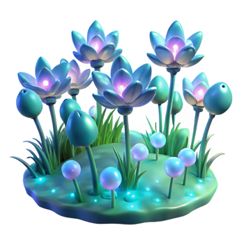 extraordinary energetic nordic A field of glowing, bioluminescent flowers, emitting a soft, otherworldly light, in a surreal, dreamlike atmosphere crisp png