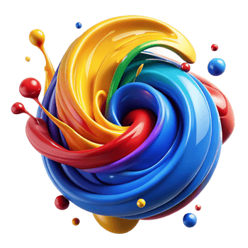 dramatic hypnotic A dynamic composition of swirling, brushstrokes and splatters, in a vibrant, primary color palette, lit by a bright, studio light, in an action painting style flawless png