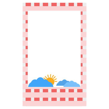 a square frame with a sun and clouds on it png