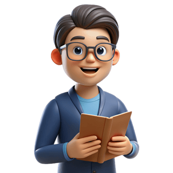 hypnotic unforgettable Nerd with glasses, holding book, with Transparent Background png