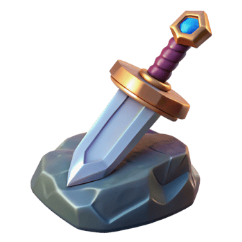 immaculate sought-after A fantasy sword, embedded in a stone with Transparent Background png