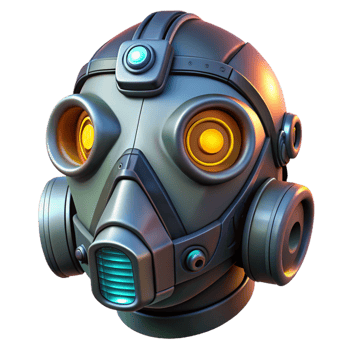 radiant baroque Cyberpunk gas mask with glowing filters and intricate details with Transparent Background artisan png