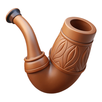 iconic baroque Professional render, hyper-specific, isolated cutout of a tribal clay pipe, stylized animal form, intricate carving with Transparent Background 4K png