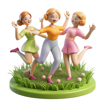 immaculate distinctive A group of nymphs dancing in a sunlit meadow, soft pastel colors, Impressionist style png
